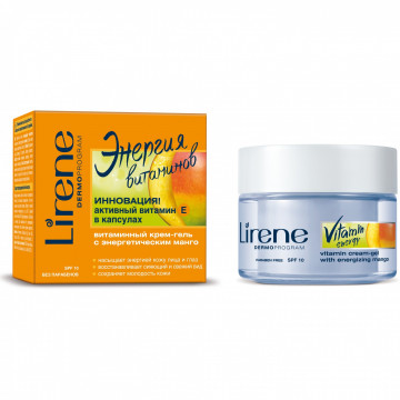 Купить - Lirene Vitamin Energy Vitamin Cream-Gel with Energizing Mango SPF 10 - Крем-гель с витаминными капсулами для лица и глаз «Энергия витаминов»