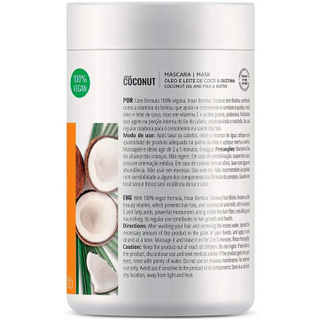 Купить - Inoar Bombar Coconut mask - Маска для роста волос без сульфатов "Кокос & Биотин"