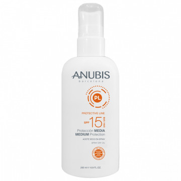 Купить - Anubis Protective Medium Protection SPF15 - Солнцезащитное мерцающее сухое масло для тела и волос