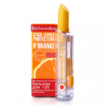 Купить - Belweder vitamin lip balm with sweet orange oil - Витаминный (С, Е, F) бальзам для губ с маслом сладкого апельсина