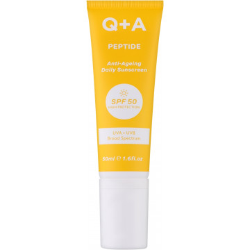 Купить - Q+A Peptide Anti-Ageing Daily Sunscreen SPF50 - Антивозрастной солнцезащитный крем для лица