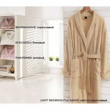 Купить - Issimo Home Issimo Salyaka Light Brown (Sutlu Kahve) L/XL - Халат махровый