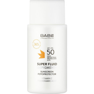 Купить - Babe Laboratorios Sun Protection Super Fluid Depigment+ SPF50 - Солнцезащитный суперфлюид-депигмент с транексамовой кислотой и витамином С