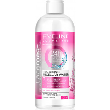 Купить - Eveline Facemed+ Hyaluronic Micellar Water 3in1 - Гиалуроновая мицеллярная вода 3в1