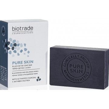 Купить - Biotrade Pure Skin Black Detox Soap Bar - Мыло-детокс против черных точек и расширенных пор для лица и тела