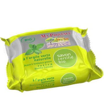 Купить - Ma Provence Savon bio a l’Argile verte naturelle parfum Menthe froissee - Био-органическое мыло освежающее с зеленой глиной и ментолом