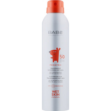 Купить - Babe Laboratorios Pediatric Wet Skin - Детский солнцезащитный спрей прозрачный водостойкий с матирующим эффектом SPF 50+