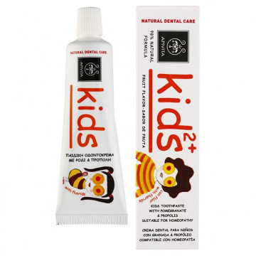 Купить - Apivita natural dental care kids toothpaste with pomegranate and propolis - Детская зубная паста с гранатом и прополисом