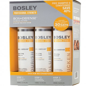 Купить - Bosley Воs Defense Starter Pack for Fine Color-Treated Hair - Система для нормальных/тонких окрашенных волос (шампунь, кондиционер, уход) 