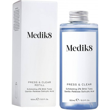 Купить - Medik8 Press&Clear Exfoliating 2% BHA Toner (Refill) - Отшелушивающий тоник с салициловой кислотой для проблемной кожи (Сменный флакон)