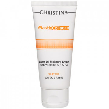 Купить - Christina Elastin Collagen Carrot Oil Moisture Cream With Vitamins A, E & HA For Dry Skin - Увлажняющий крем с витаминами А, Е и гиалуроновой кислотой для сухой кожи "Эластин, коллаген, морковное масло"