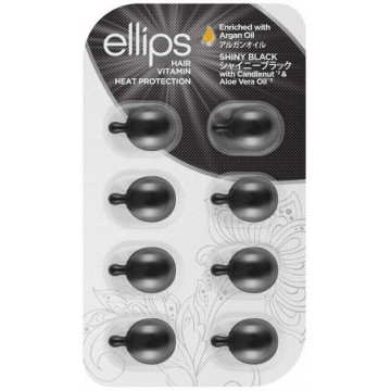 Купить - Ellips Hair Vitamin Shiny Black with Kemeri & Aloe Vera Oil - Витамины для волос "Ночное сияние" с ореховым маслом кукуи и алоэ вера (8x1мл)