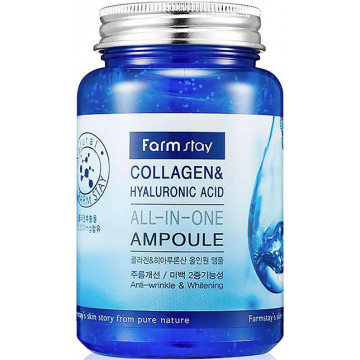 Купить - FarmStay Collagen & Hyaluronic Acid All-In-One Ampoule - Ампульная сыворотка для лица с коллагеном и гиалуроновой кислотой