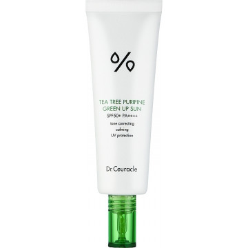 Купить - Dr.Ceuracle Tea Tree Purifine Green Up Sun SPF 50+ PA++++ - Солнцезащитный крем для нейтрализации покраснений с экстрактом чайного дерева