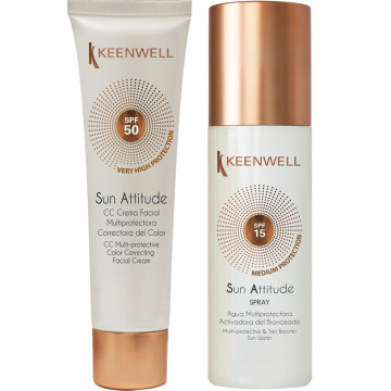 Купить - Keenwell Facial CC Cream SPF 50 + Sun Water SPF 15 - CC крем SPF 50 с тональным эффектом + Вода для загара с SPF 15