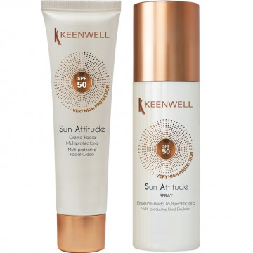 Купить - Keenwell Facial Cream SPF 50 + Fluid Emulsion SPF 50 - Cолнцезащитный крем для лица SPF 50 + Cпрей-флюид для тела SPF 50