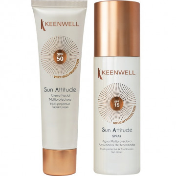 Купить - Keenwell Facial Cream SPF 50 + Sun Water SPF 15 - Солнцезащитный крем для лица SPF 50 + Вода для загара с SPF 15