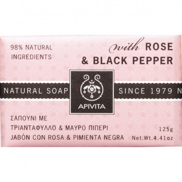 Купить - Apivita natural soap with rose & black pepper - Натуральное мыло с розой и черным перцем