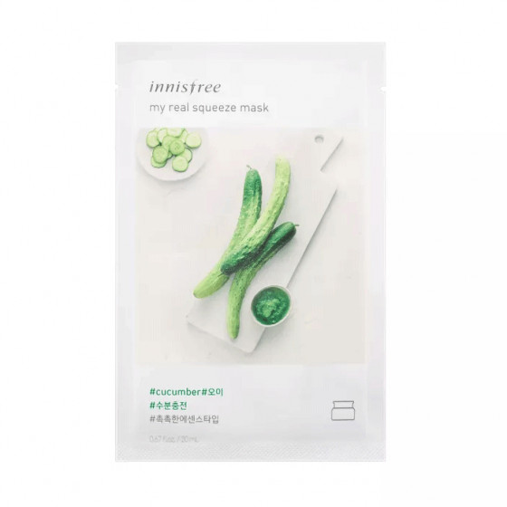 Innisfree My Real Squeeze Mask Cucumber - Тканевая маска с экстрактом огурца