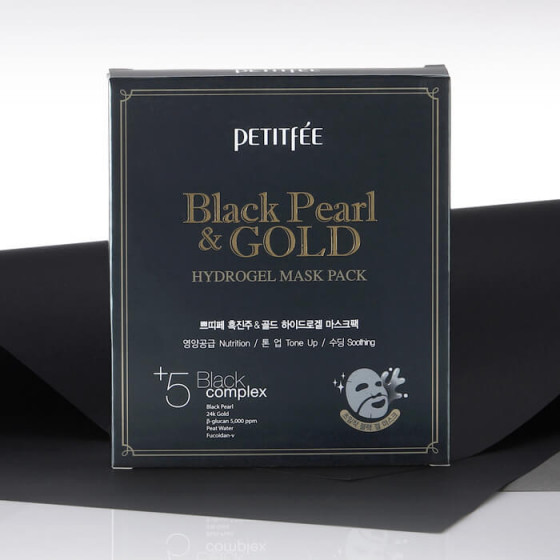 Petitfee & Koelf Black Pearl & Gold Hydrogel Mask Pack - Гидрогелевая маска с золотом и черным жемчугом - 2