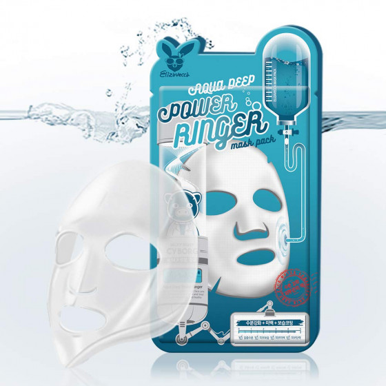 Elizavecca Aqua Deep Power Ringer Mask Pack - Увлажняющая тканевая маска для лица с гиалуроновой кислотой - 1