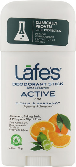 Lafe's Deodorant Stick Active Citrus & Bergamot - Дезодорант-стик "Цитрус и бергамот"