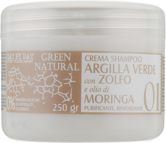 Alan Jey Green Natural Crema Shampoo - Крем-шампунь с зеленой глиной, цинком и маслом моринги