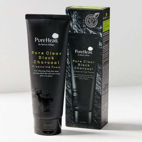 PureHeal's Pore Clear Black Charcoal Cleansing Foam - Пенка с черным углем для очищения пор от загрязнений - 1