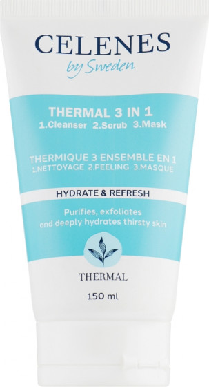 Celenes Thermal 3 in 1 Cleanser-Scrub-Mask - Термальная очищающая скраб-маска 3 в 1 для кожи лица