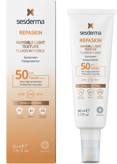 Sesderma Repaskin Invisible Light Texture SPF50+ - Солнцезащитный флюид для лица