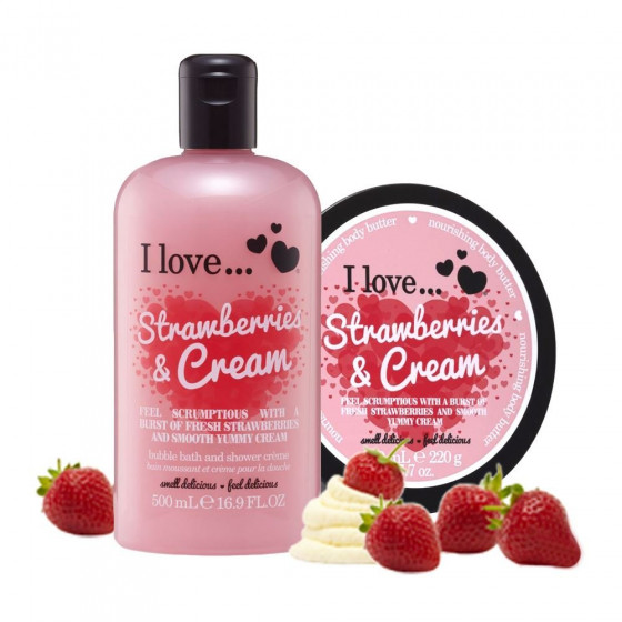 I Love Strawberries & Cream Bath & Shower Creme - Крем для ванны и душа "Клубника со сливками" - 3