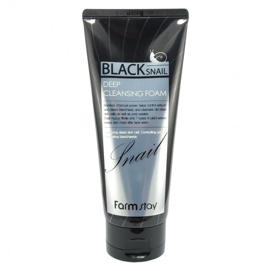 FarmStay Black Snail Deep Cleansing Foam - Увлажняющая пенка для лица с муцином черной улитки