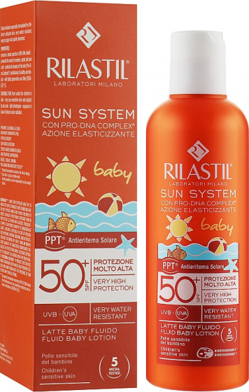 Rilastil Sun System PPT SPF50+ Fluid Baby Lotion - Ультра-легкий солнцезащитный лосьон для тела для детей - 1