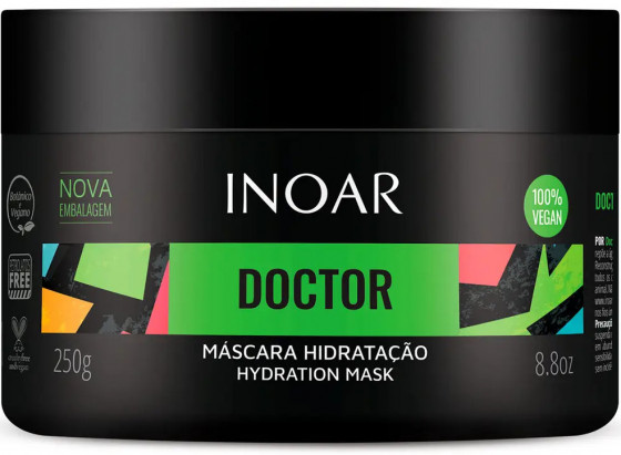 Inoar Doctor Hydration Mask - Маска для увлажнения волос масло льна и витамин Е 