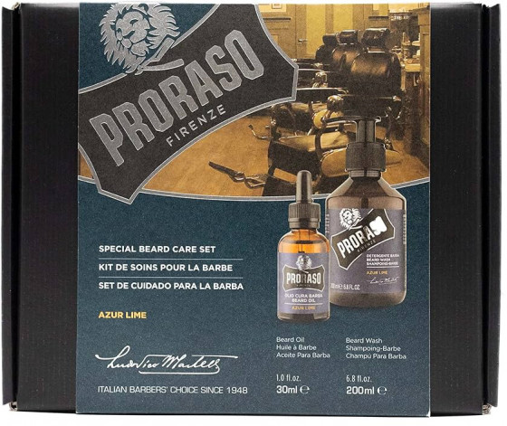 Proraso Azur Lime Beard Care Set - Подарочный набор для ухода за бородой