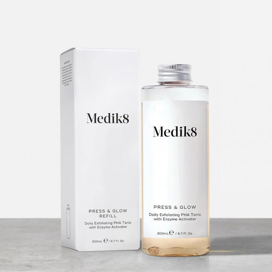 Medik8 Press & Glow Daily Exfoliating PHA Tonic (Refill) - Ежедневный отшелушивающий тоник для лица с РНА и активатором ферментов (Сменный флакон) - 2