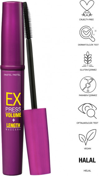 Pastel Express Volume Length Mascara - Тушь для суперобъема и удлинения ресниц - 3