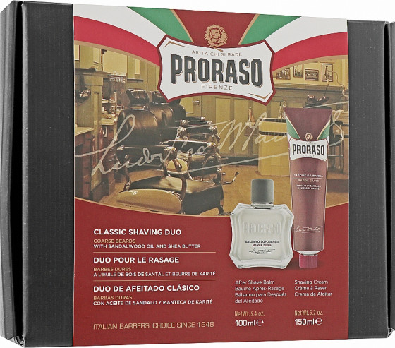 Proraso Red Classic Shaving Duo - Подарочный набор для бритья жесткой щетины