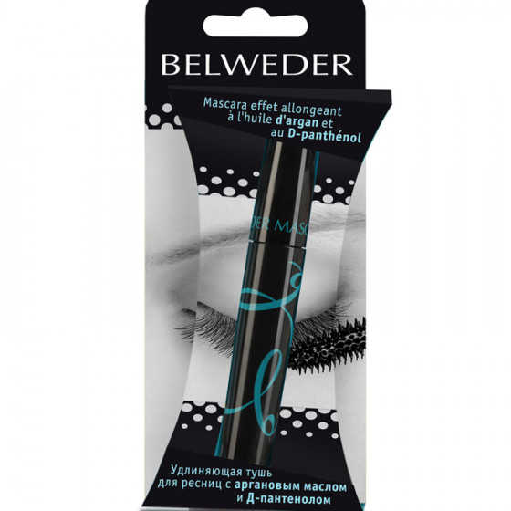 Belweder mascara with argan oil and d-panthenol - Удлиняющая тушь для ресниц с аргановым маслом и д-пантенолом