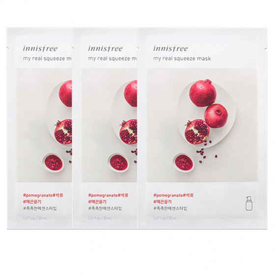 Innisfree My Real Squeeze Mask Pomegranate - Тканевая маска с экстрактом граната - 1