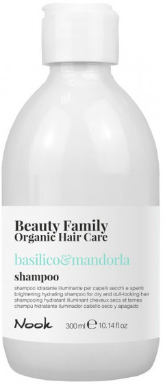 Nook Beauty Family Organic Basilico & Mandorla Shampoo - Шампунь "Яркость, Увлажнение и Блеск" для сухих, тусклых волос