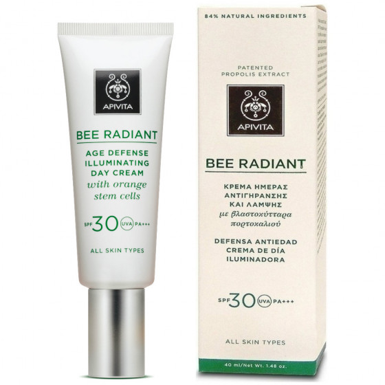 Apivita Bee Radiant Cream Day Cream SPF30 - Крем для сияния и защиты кожи от преждевременного старения со стволовыми клетками апельсина - 1