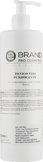 Ebrand Tonico Viso Purificante Tè Verde - Очищающий тоник для лица "Зеленый чай"