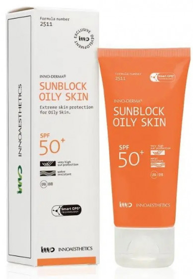 Innoaesthetics Sunblock SPF 50+ for Oily Skin - Солнцезащитный крем для жирной и проблемной кожи лица с увлажняющим и антиоксидантным действием