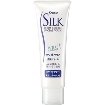 Kanebo Silk Facial Wash White Clear - Пенка для умывания с белой глиной и природным коллагеном