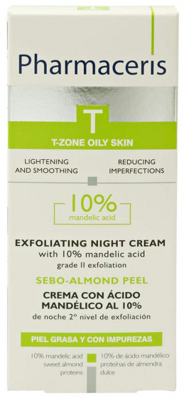 Pharmaceris T Sebo-Almond-Peel Exfoliting Night Cream - Ночной крем-пилинг с 10% миндальной кислотой - 1