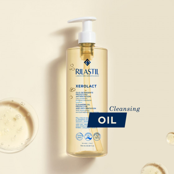 Rilastil Xerolact Cleansing Oil - Очищающее масло для лица и тела для очень сухой, склонной к раздражению и атопии кожи - 1