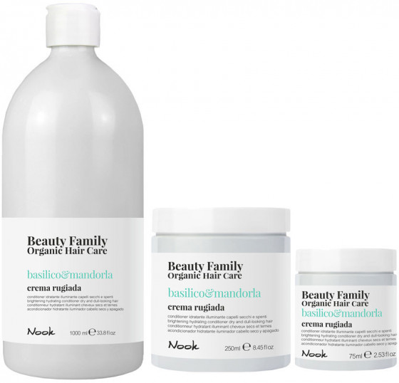 Nook Beauty Family Organic Basilico & Mandorla Crema Rugiada - Кондиционер "Яркость, Увлажнение и Блеск" для сухих, тусклых волос - 3