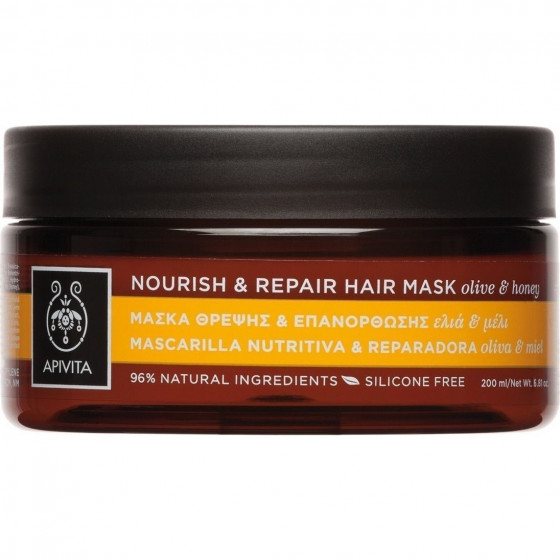 Apivita Nourish & Repair Hair Mask With Olive & Honey - Восстанавливающая питательная маска для волос с оливковым маслом и медом