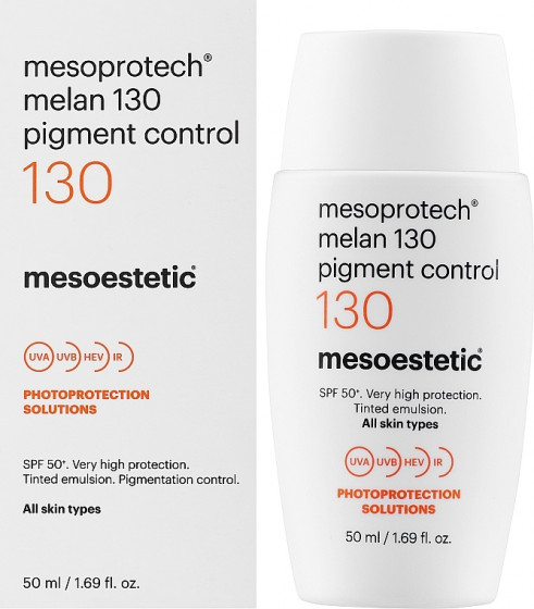 Mesoestetic Melan 130+ Pigment Control SPF50 - Депигментирующий солнцезащитный крем с тоном - 1